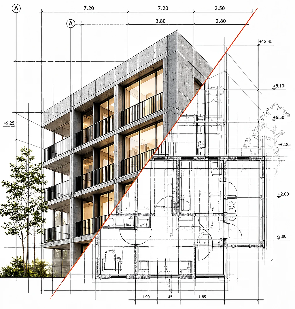 Plan architectural et bâtiment Houmi Construction